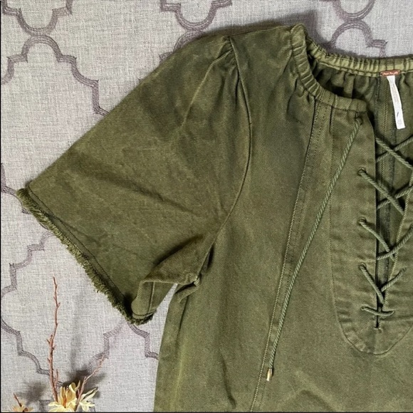 NWOT-Free People Army Green Lace Up Denim Style
“When Hearts Align” Dress (XS/S) - Picture 11 of 11